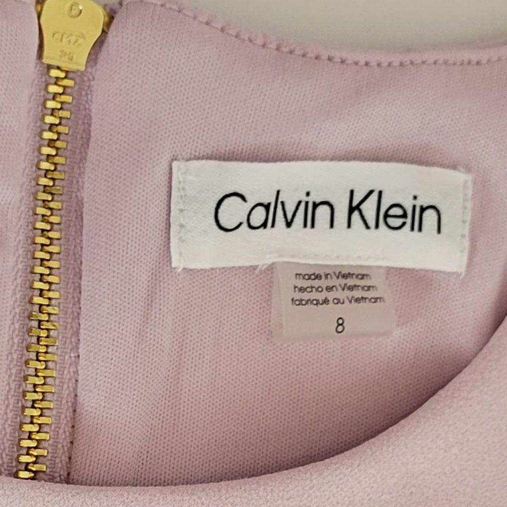 Calvin Klein Jewel Neck Flutter Sleeves Fitted Shift Dress Size 8 Dusty Pink NWT - Picture 7 of 13